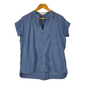 LOYAL HANA BLUSH BLUE SHORT-SLEEVE NURSING SHIRT – 100% COTTON, SIZE SMALL